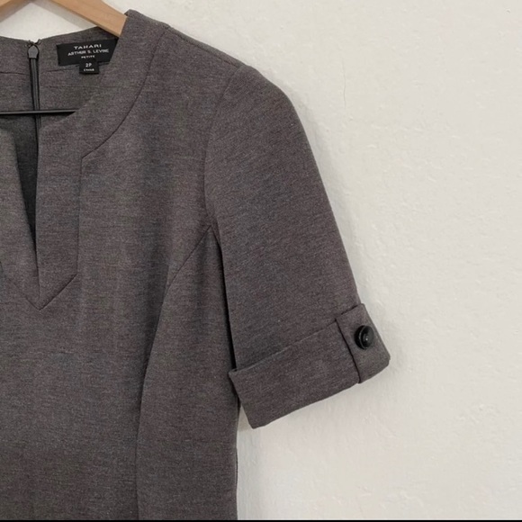 Tahari Women’s 2P Arthur S. Levine Gray Mid Length Career Dress Short Sleeve - Picture 3 of 7